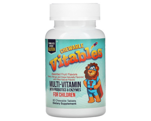 Vitables, Chewable Multi-Vitamins for Children, Assorted Fruit Flavors, 60 Vegetarian Tablets Vitables, Chewable Multi-Vitamins for Children, Assorted Fruit Flavors, 60 Vegetarian Tablets