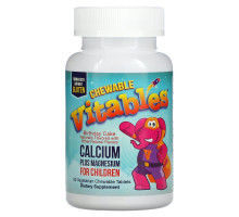 Vitables, Chewable Calcium Plus Magnesium For Children, Birthday Cake Flavor, 90 Vegetarian Tablets