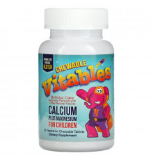 Vitables, Chewable Calcium Plus Magnesium For Children, Birthday Cake Flavor, 90 Vegetarian Tablets