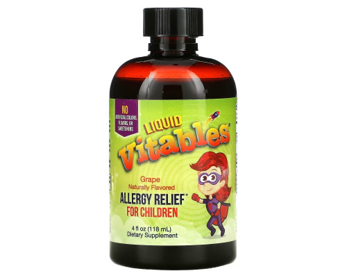 Vitables, Liquid Allergy Relief For Children, No Alcohol, Grape Flavor, 4 fl oz (120 ml)