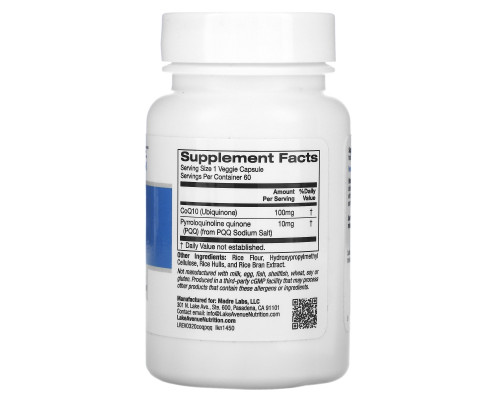 Lake Avenue Nutrition, CoQ10  with PQQ , 100 mg, 60 Veggie Capsules