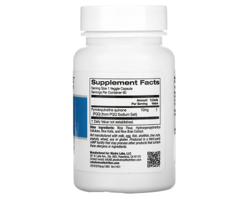 Lake Avenue Nutrition, PQQ (пирролохинолинхинон), 10 мг, 60 растительных капсул Lake Avenue Nutrition, PQQ (пирролохинолинхинон), 10 мг, 60 растительных капсул