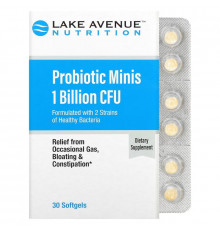 Lake Avenue Nutrition,  Probiotic Minis, 2 Strains of Healthy Bacteria, 1 Billion CFU, 30 Mini Softgels