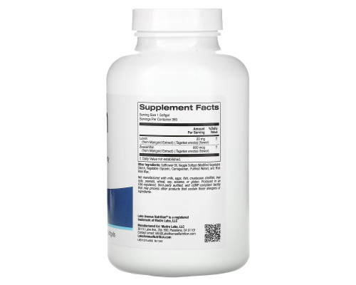 Lake Avenue Nutrition, Lutein, 20 mg, 360 Veggie Softgels Lake Avenue Nutrition, Lutein, 20 mg, 360 Veggie Softgels