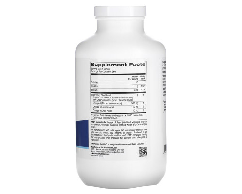 Lake Avenue Nutrition, Органическое льняное масло холодного отжима и лигнан, без гексана, 360 растительных капсул Lake Avenue Nutrition, Органическое льняное масло холодного отжима и лигнан, без гексана, 360 растительных капсул