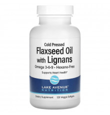 Lake Avenue Nutrition, Органическое льняное масло холодного отжима и лигнан, без гексана, 120 растительных капсул
