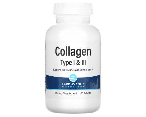 Lake Avenue Nutrition, Hydrolyzed Collagen Type 1 & 3, 1000 mg, 60 Tablets Lake Avenue Nutrition, Hydrolyzed Collagen Type 1 & 3, 1000 mg, 60 Tablets