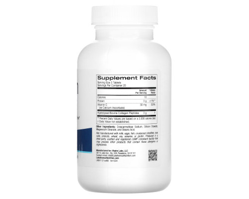 Lake Avenue Nutrition, Hydrolyzed Collagen Type 1 & 3, 1000 mg, 60 Tablets Lake Avenue Nutrition, Hydrolyzed Collagen Type 1 & 3, 1000 mg, 60 Tablets