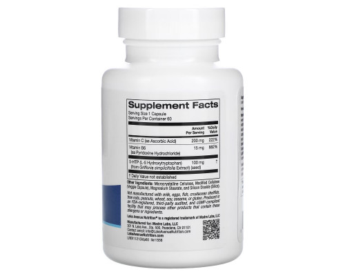Lake Avenue Nutrition, 5-HTP with Vitamin B6 & Vitamin C, 60 Veggie Capsules Lake Avenue Nutrition, 5-HTP with Vitamin B6 & Vitamin C, 60 Veggie Capsules