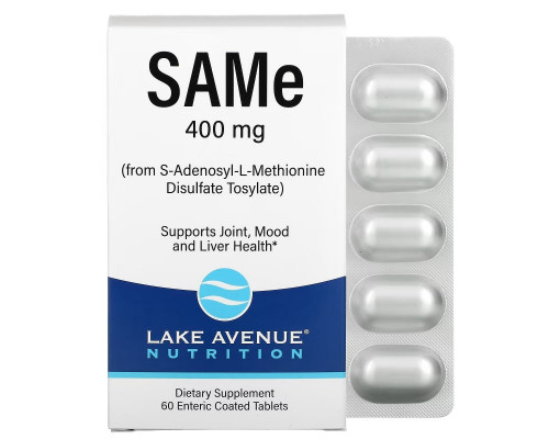 Lake Avenue Nutrition, SAMe (S-Adenosyl L-Methionine), 400 mg, 60 Tablets Lake Avenue Nutrition, SAMe (S-Adenosyl L-Methionine), 400 mg, 60 Tablets