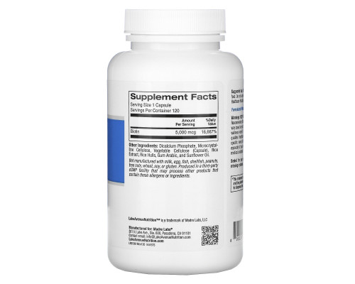 Lake Avenue Nutrition, Biotin, 5,000 mcg, 120 Veggie Capsules Lake Avenue Nutrition, Biotin, 5,000 mcg, 120 Veggie Capsules
