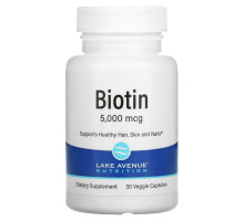 Lake Avenue Nutrition, Biotin, 5,000 mcg, 30 Veggie Capsules