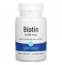 Lake Avenue Nutrition, Biotin, 5,000 mcg, 30 Veggie Capsules