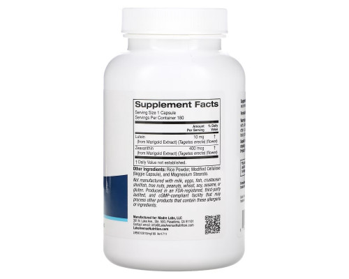 Lake Avenue Nutrition, Lutein, 10 mg, 180 Veggie Capsules Lake Avenue Nutrition, Lutein, 10 mg, 180 Veggie Capsules