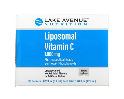 Lake Avenue Nutrition, Liposomal Vitamin C , 1,000 mg , 30 Packets, 0.2 oz (5.7 ml) Each Lake Avenue Nutrition, Liposomal Vitamin C , 1,000 mg , 30 Packets, 0.2 oz (5.7 ml) Each
