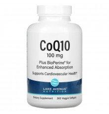 Lake Avenue Nutrition, CoQ10 Plus Bioperine, 100 mg, 365 Veggie Softgels