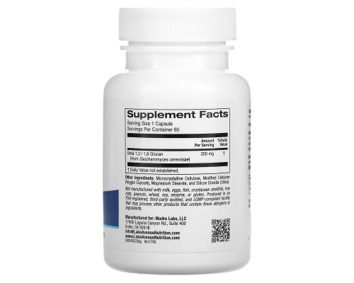 Lake Avenue Nutrition, Beta Glucan 1-3, 1-6, 200 mg, 60 Veggie Capsules Lake Avenue Nutrition, Beta Glucan 1-3, 1-6, 200 mg, 60 Veggie Capsules