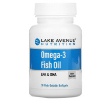 Lake Avenue Nutrition, Omega-3 Fish Oil, 1250 mg, 30 Fish Gelatin Softgels