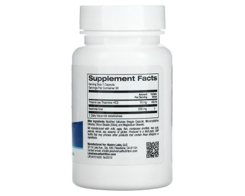 Lake Avenue Nutrition, Benfotiamine with Thiamine, 250 mg, 30 Veggie Capsules Lake Avenue Nutrition, Benfotiamine with Thiamine, 250 mg, 30 Veggie Capsules