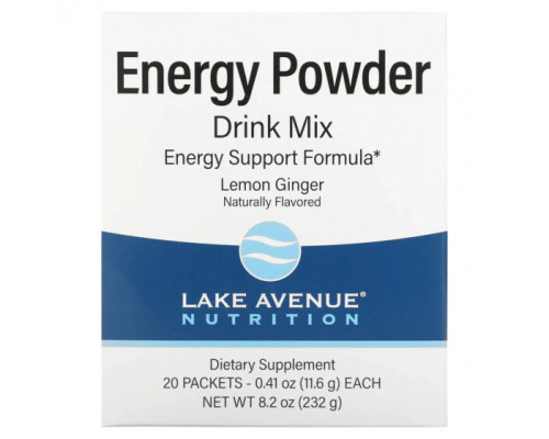Растительные экстракты и настойки Lake Avenue Nutrition, порошковая смесь для приготовления напитка, повышающего уровень энергии, со вкусом лимона и имбиря, 20 пакетиков по 11,6 г (0,41 унции) Растительные экстракты и настойки Lake Avenue Nutrition, порошковая смесь для приготовления напитка, повышающего уровень энергии, со вкусом лимона и имбиря, 20 пакетиков по 11,6 г (0,41 унции)