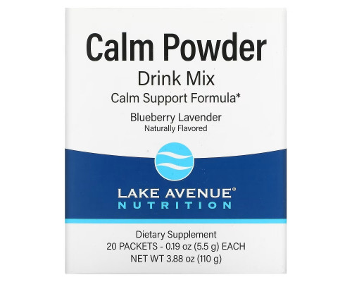 Lake Avenue Nutrition, Calm Powder Drink Mix, Blueberry Lavender, 20 Packets, 0.19 oz (5.5 g) Each Lake Avenue Nutrition, Calm Powder Drink Mix, Blueberry Lavender, 20 Packets, 0.19 oz (5.5 g) Each