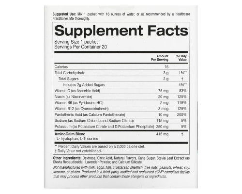 Lake Avenue Nutrition, Calm Powder Drink Mix, Blueberry Lavender, 20 Packets, 0.19 oz (5.5 g) Each Lake Avenue Nutrition, Calm Powder Drink Mix, Blueberry Lavender, 20 Packets, 0.19 oz (5.5 g) Each