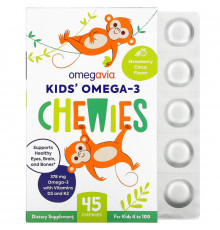 OmegaVia, Kids' Omega-3 Chewies, Strawberry Citrus, 45 Chewies