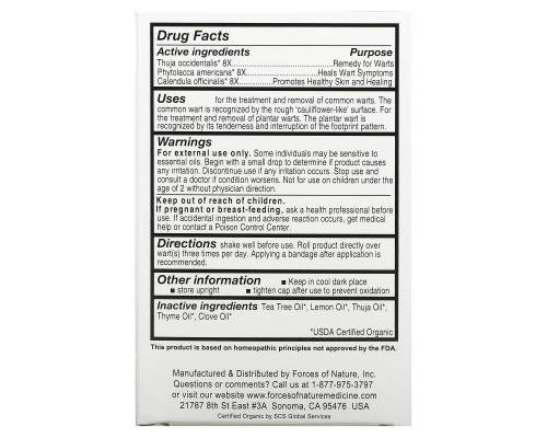 Forces of Nature, Wart Remover, Dual Action Roll On, Extra Strength, 0.14 oz (4 ml) Forces of Nature, Wart Remover, Dual Action Roll On, Extra Strength, 0.14 oz (4 ml)