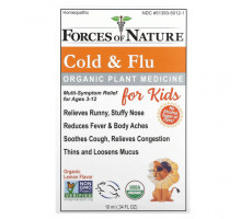 Детское здоровье Forces of Nature, Organic Plant Medicine, от простуды и гриппа, для детей от 3 до 12 лет, лимон, 10 мл (0,34 жидк. Унции)
