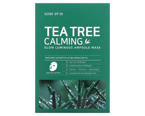 Some By Mi, Glow Luminous Ampoule Mask, Tea Tree Calming, 10 Sheets, 25 g Each Some By Mi, Glow Luminous Ampoule Mask, Tea Tree Calming, 10 Sheets, 25 g Each