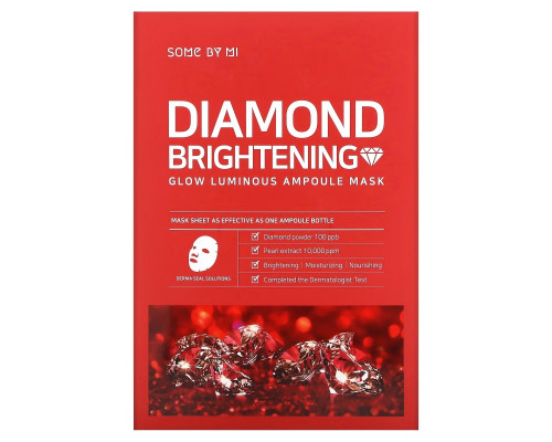 Some By Mi, Glow Luminous Ampoule Beauty Mask, Diamond Brightening, 10 Sheets, 25 g Each Some By Mi, Glow Luminous Ampoule Beauty Mask, Diamond Brightening, 10 Sheets, 25 g Each