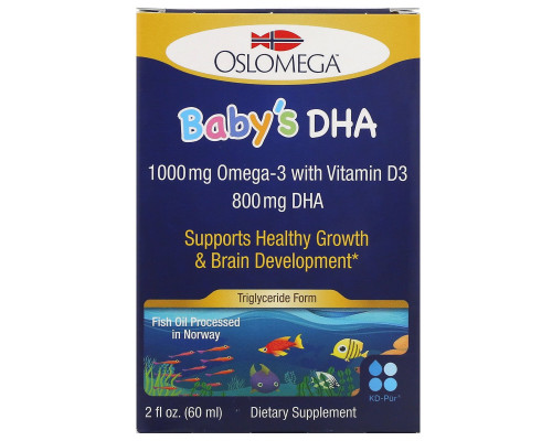 Oslomega, Norwegian Baby’s DHA with Vitamin D3, 800 mg, 2 fl oz (60 ml) Oslomega, Norwegian Baby’s DHA with Vitamin D3, 800 mg, 2 fl oz (60 ml)
