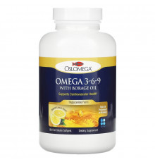 Oslomega, Omega 3-6-9 with Borage Oil, Natural Lemon Flavor, 180 Softgels