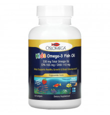 Oslomega, Kids Omega-3 Fish Oil, 165 mg EPA, 110 mg DHA, Natural Strawberry Flavor, 60 Softgels