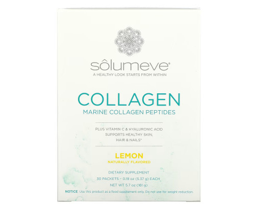 Solumeve, Collagen Peptides Plus Vitamin C & Hyaluronic Acid, Lemon, 30 Packets, 0.18 oz (5.15 g) Each Solumeve, Collagen Peptides Plus Vitamin C & Hyaluronic Acid, Lemon, 30 Packets, 0.18 oz (5.15 g) Each
