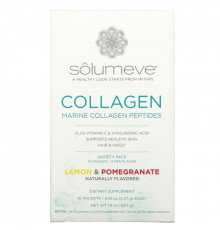 Solumeve, Collagen Peptides Plus Vitamin C & Hyaluronic Acid, Variety Pack, Lemon and Pomegranate, 10 Packets, 0.18 oz (5.15 g) Each
