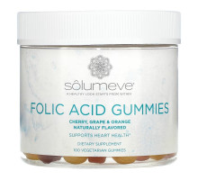 Solumeve, Жевательные таблетки с фолиевой кислотой, без желатина, разные вкусы, 100 вегетарианских жевательных таблеток