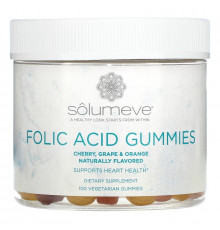 Solumeve, Жевательные таблетки с фолиевой кислотой, без желатина, разные вкусы, 100 вегетарианских жевательных таблеток