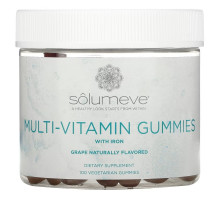 Solumeve, Мультивитаминные жевательные таблетки, без желатина, вкус винограда, 100 вегетарианских жевательных таблеток