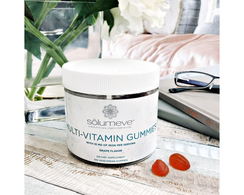 Solumeve, Мультивитаминные жевательные таблетки, без желатина, вкус винограда, 100 вегетарианских жевательных таблеток Solumeve, Мультивитаминные жевательные таблетки, без желатина, вкус винограда, 100 вегетарианских жевательных таблеток