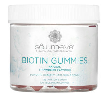 Solumeve, Biotin Gummies, Gelatin Free, Strawberry Flavor, 100 Vegetarian Gummies