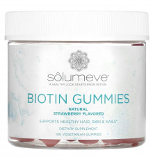 Solumeve, Biotin Gummies, Gelatin Free, Strawberry Flavor, 100 Vegetarian Gummies