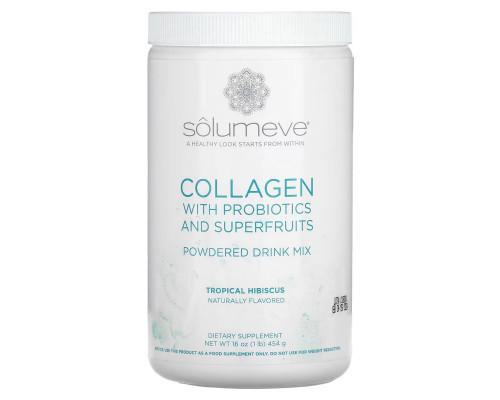 Solumeve, Radiant Beauty, Grass-Fed Collagen, Probiotics & Superfruits Powdered Drink Mix, Tropical Hibiscus, 16 oz (454 g) Solumeve, Radiant Beauty, Grass-Fed Collagen, Probiotics & Superfruits Powdered Drink Mix, Tropical Hibiscus, 16 oz (454 g)