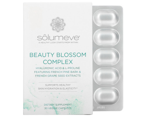 Solumeve, Beauty Blossom Complex, Skin Hydration & Collagen Production, 30 Veggie Capsules Solumeve, Beauty Blossom Complex, Skin Hydration & Collagen Production, 30 Veggie Capsules