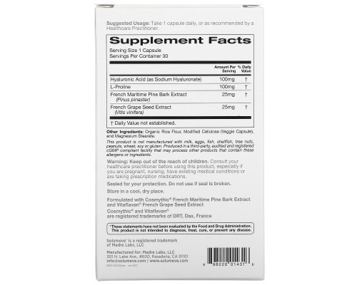 Solumeve, Beauty Blossom Complex, Skin Hydration & Collagen Production, 30 Veggie Capsules Solumeve, Beauty Blossom Complex, Skin Hydration & Collagen Production, 30 Veggie Capsules