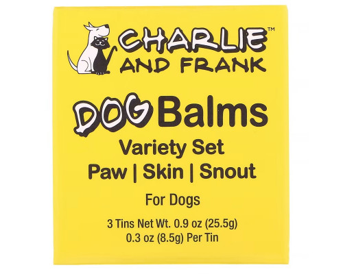 Charlie and Frank, набор бальзамов для собак, для лап, кожи и носа, 3 баночки по 8,5 г (0,3 унции) Charlie and Frank, набор бальзамов для собак, для лап, кожи и носа, 3 баночки по 8,5 г (0,3 унции)