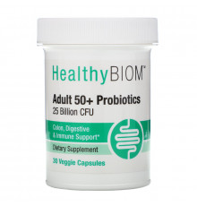 HealthyBiom, Adult 50+ Probiotics, 25 Billion CFUs, 30 Veggie Capsules