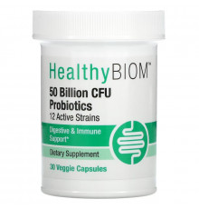 HealthyBiom, High Potency Probiotics, 50 Billion CFUs, 30 Veggie Capsules