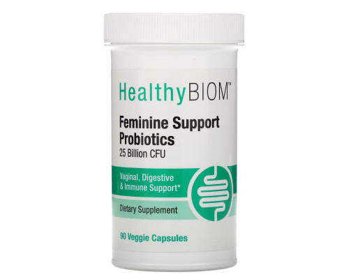 HealthyBiom, Пробиотики для поддержания женского здоровья, 25 млрд КОЕ, 90 растительных капсул