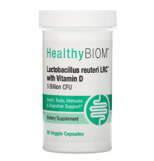 HealthyBiom, Lactobacillus Reuteri LRC with Vitamin D, 5 Billion CFUs, 90 Veggie Capsules